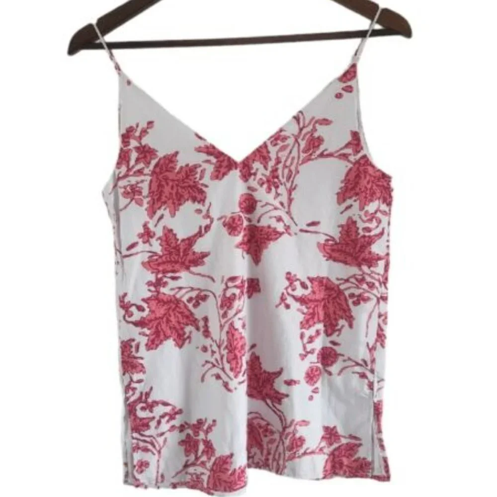 Club Monaco Soft Print Floral Chemise Cami Tank Top Silk Cotton XS Women NWT New - Picture 5 of 7
